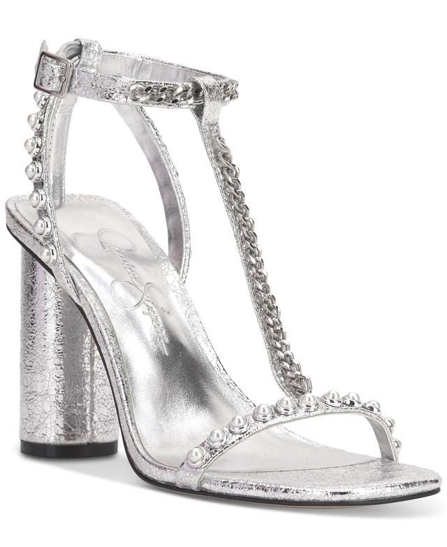 Jessica Simpson Womens Siven Embellished T-Strap High-Heel Dress Sandals Product Image