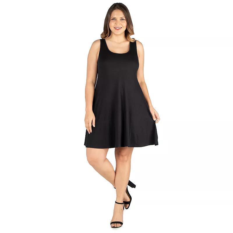 Plus Size 24seven Comfort Apparel Fit and Flare Knee Length Tank Top Dress, Womens Product Image