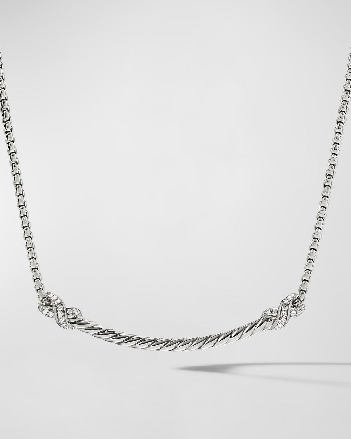 Womens Petite X Bar Station Necklace with Pav Diamonds Product Image