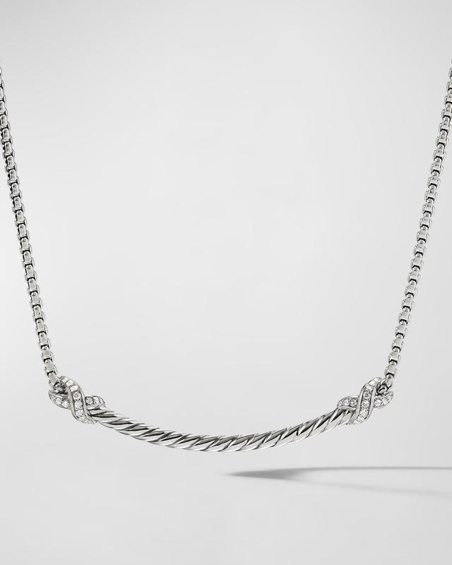 Womens Petite X Bar Station Necklace with Pav Diamonds Product Image