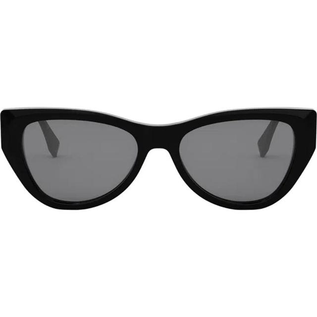 FENDI Ff Diamond Logo Acetate & Nylon Cat-eye Sunglasses In Shiny Black Smoke Product Image