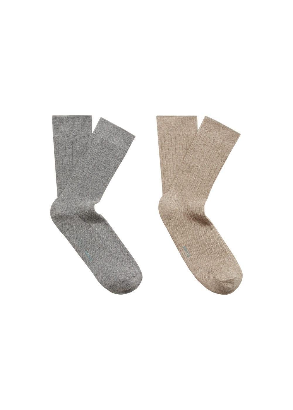 Pack of 2 ribbed cotton socks - Men | MANGO USA Product Image