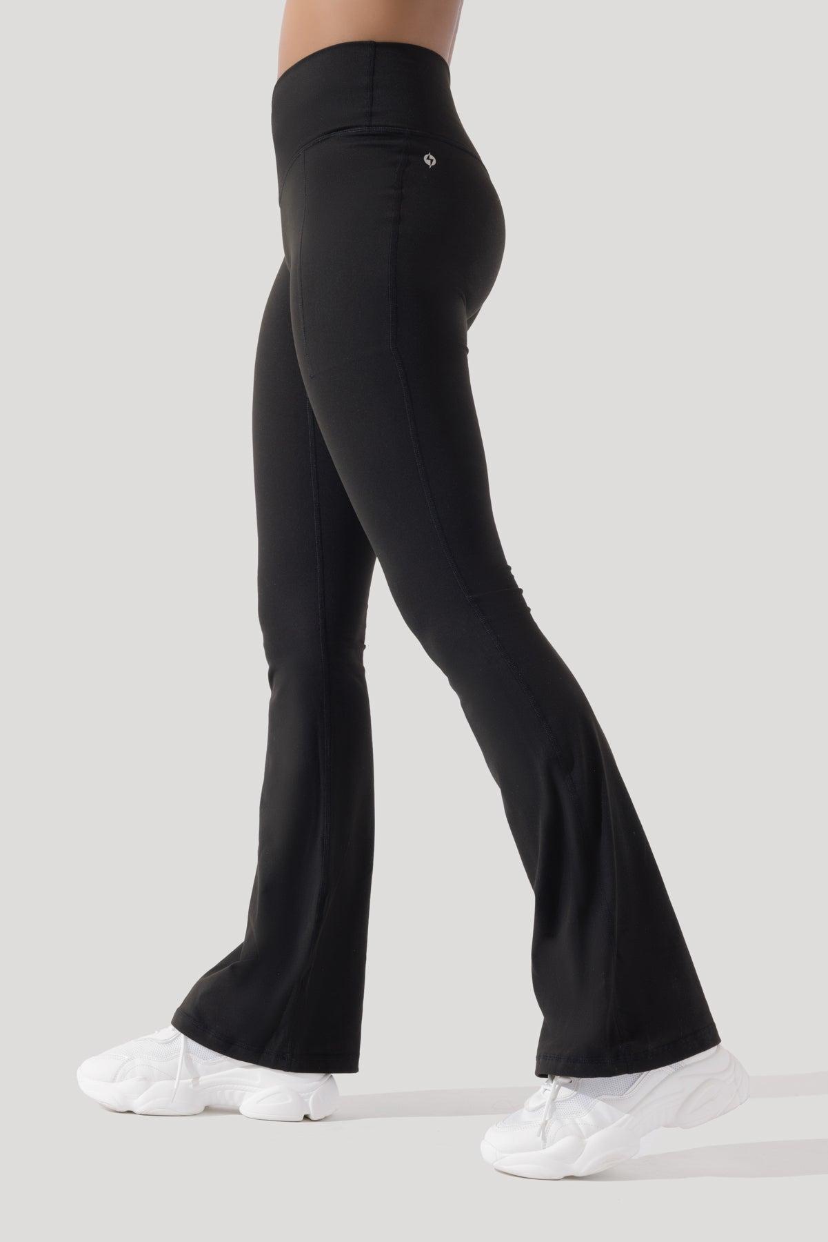 Crisscross Hourglass® Flared Legging with Pockets (Soft Touch) - Black / 29" Product Image