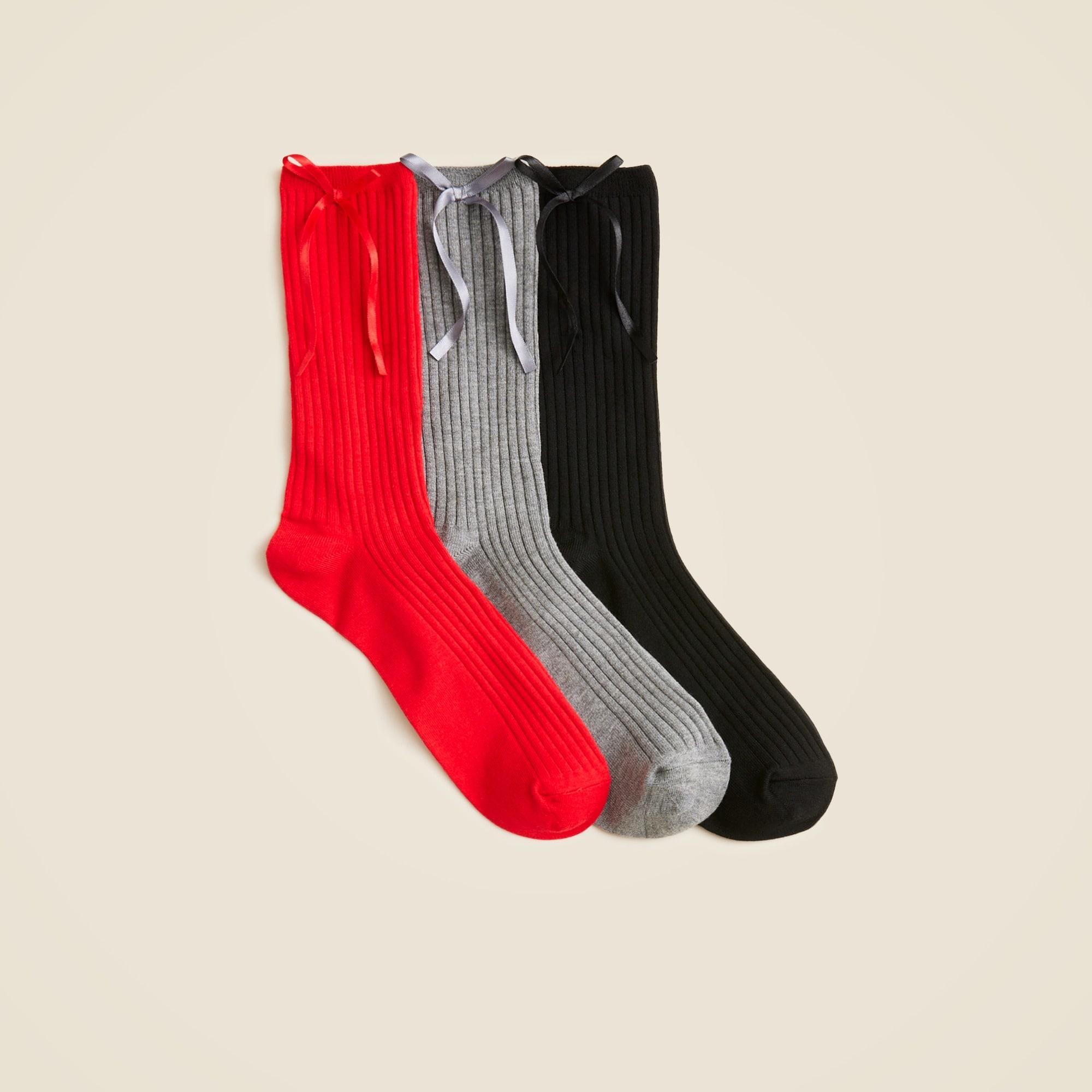 Bow-embellished trouser socks pack-of-three Product Image