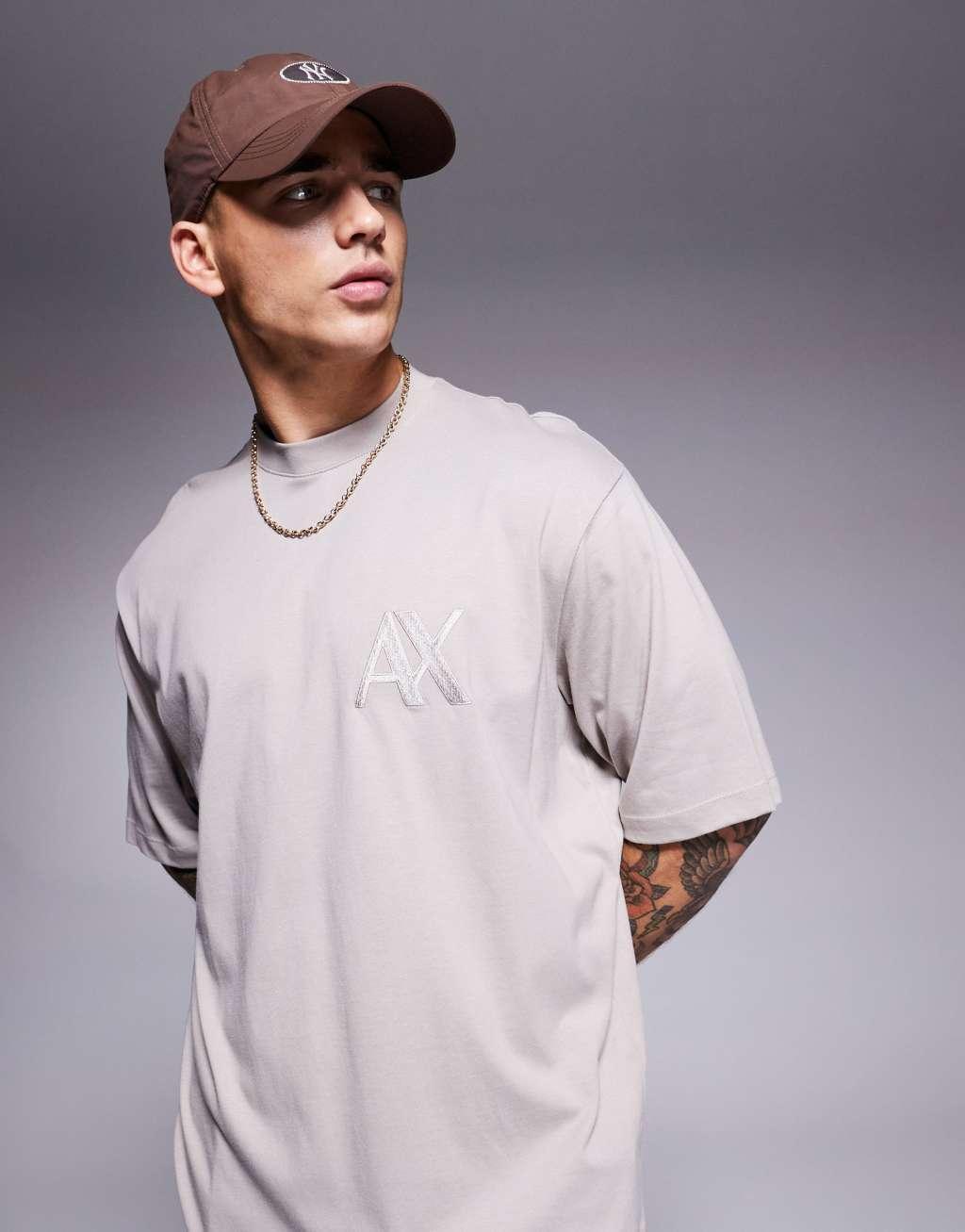 Armani Exchange tonal logo t-shirt in beige Product Image