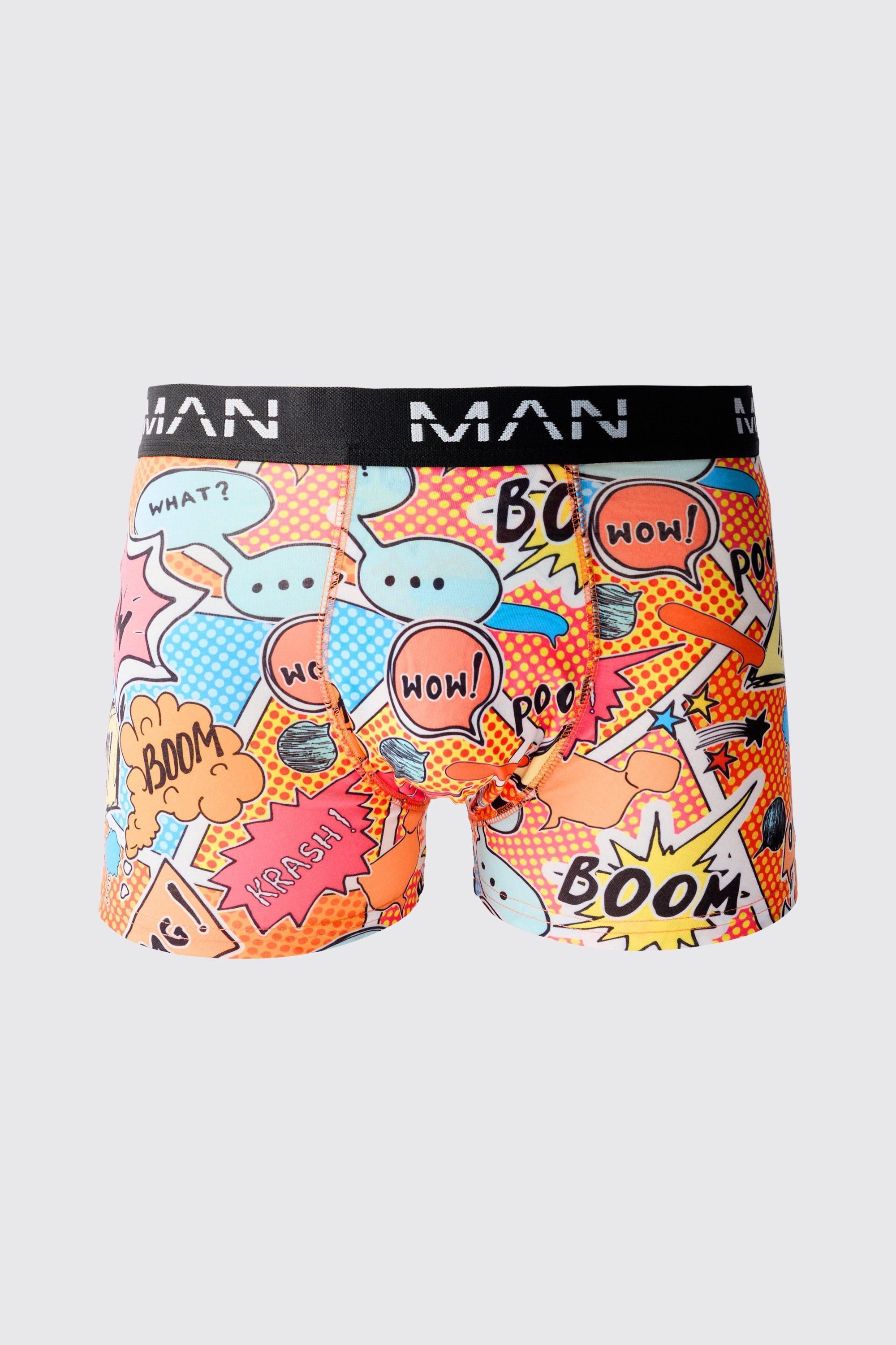 Man Comic Printed Boxers | boohooMAN USA Product Image