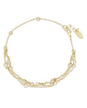 Ettika Fine Details Cubic Zirconia Triple Row Ankle Bracelet in 18K Gold Plated Product Image