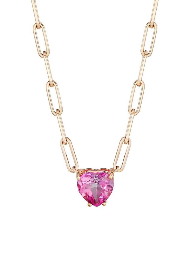 Womens 14K Rose Gold & Pink Topaz Necklace Product Image