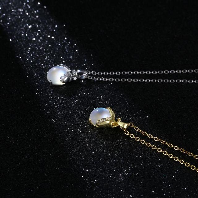 Moonstone Pendant Stainless Steel Necklace Product Image