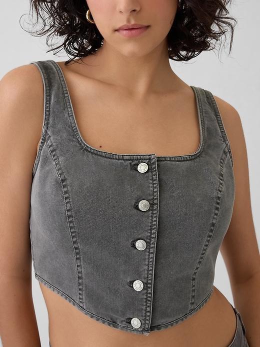 Structured Twill Cropped Corset Tank Product Image