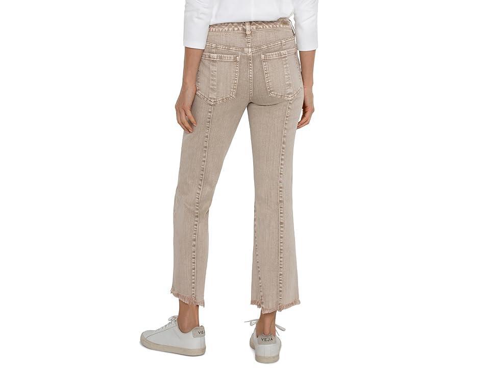 Liverpool Los Angeles Hannah Mid-Rise Crop Flare With Uneven Fray Hem Stretch Denim (Biscuit Tan Minderal Dye) Women's Jeans Product Image