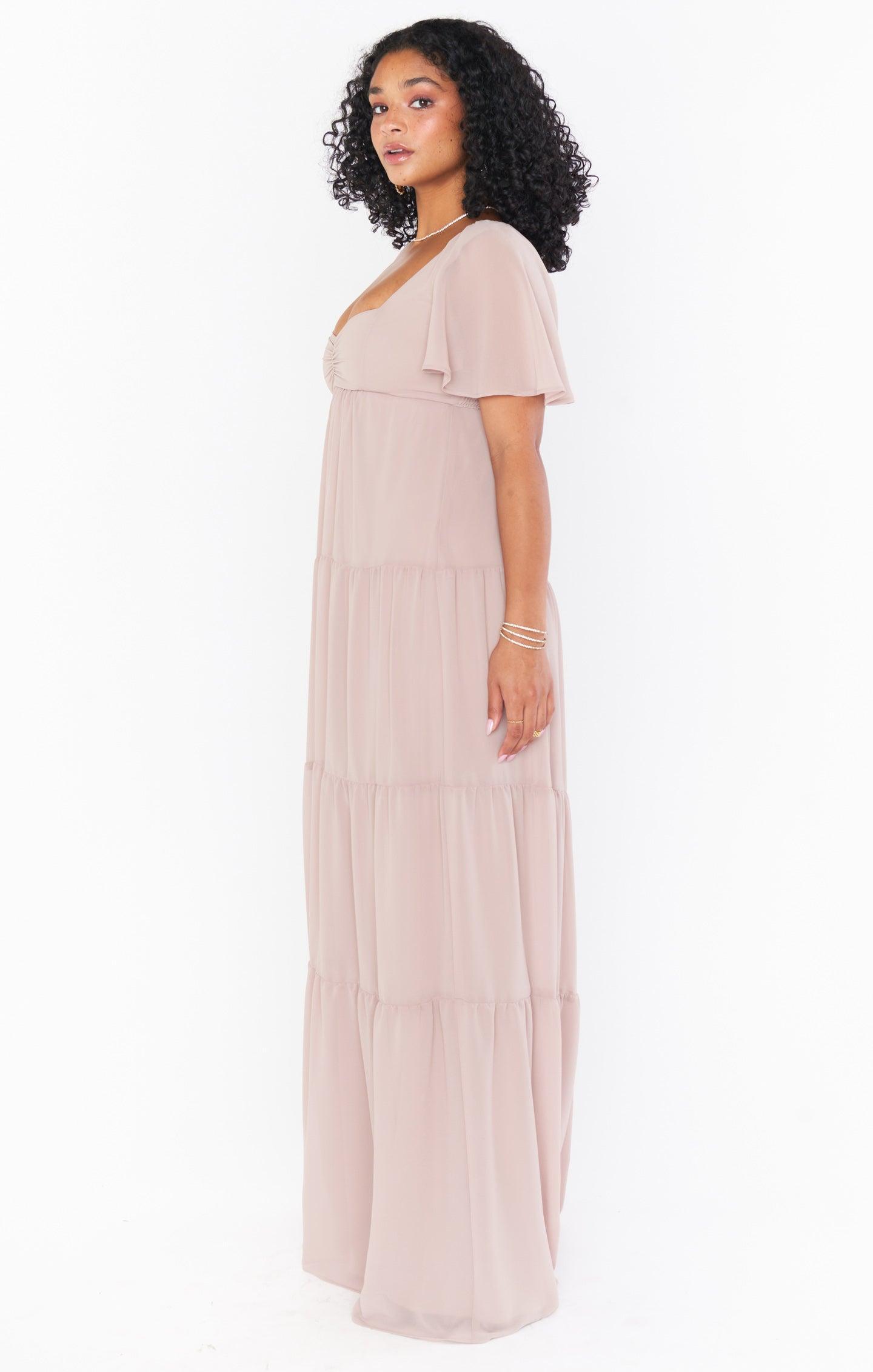 Nicole Maxi Dress ~ Soft Beige Chiffon Product Image