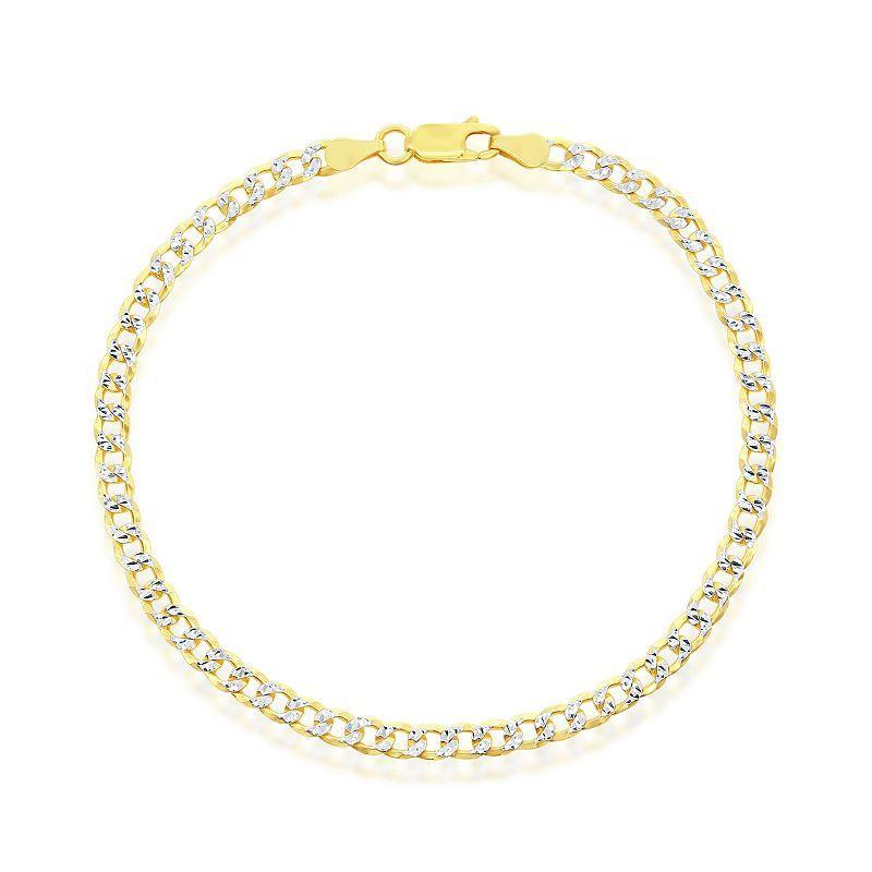 Simona Sterling Silver 4Mm Pave Cuban Anklet - Gold Plated, 9 Product Image