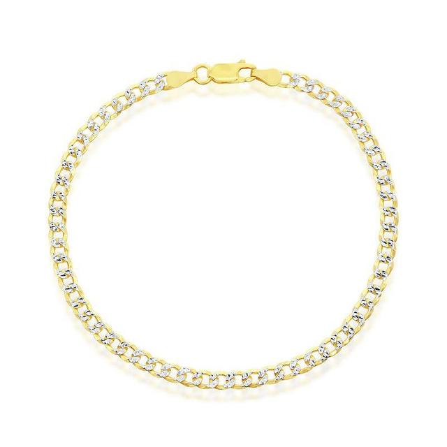 Simona Sterling Silver 4Mm Pave Cuban Anklet - Gold Plated, 9 Product Image