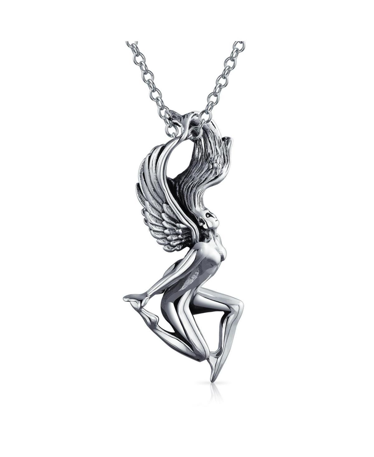 Bling Jewelry Vintage Antiqued .925 Sterling Silver Virgo Greek Goddess Angel Wings Zodiac Sign Astrology Horoscope Pendant Women Necklace Product Image