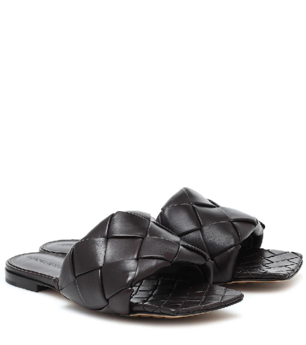 BOTTEGA VENETA Black Intrecciato Lido Flat Sandals Product Image