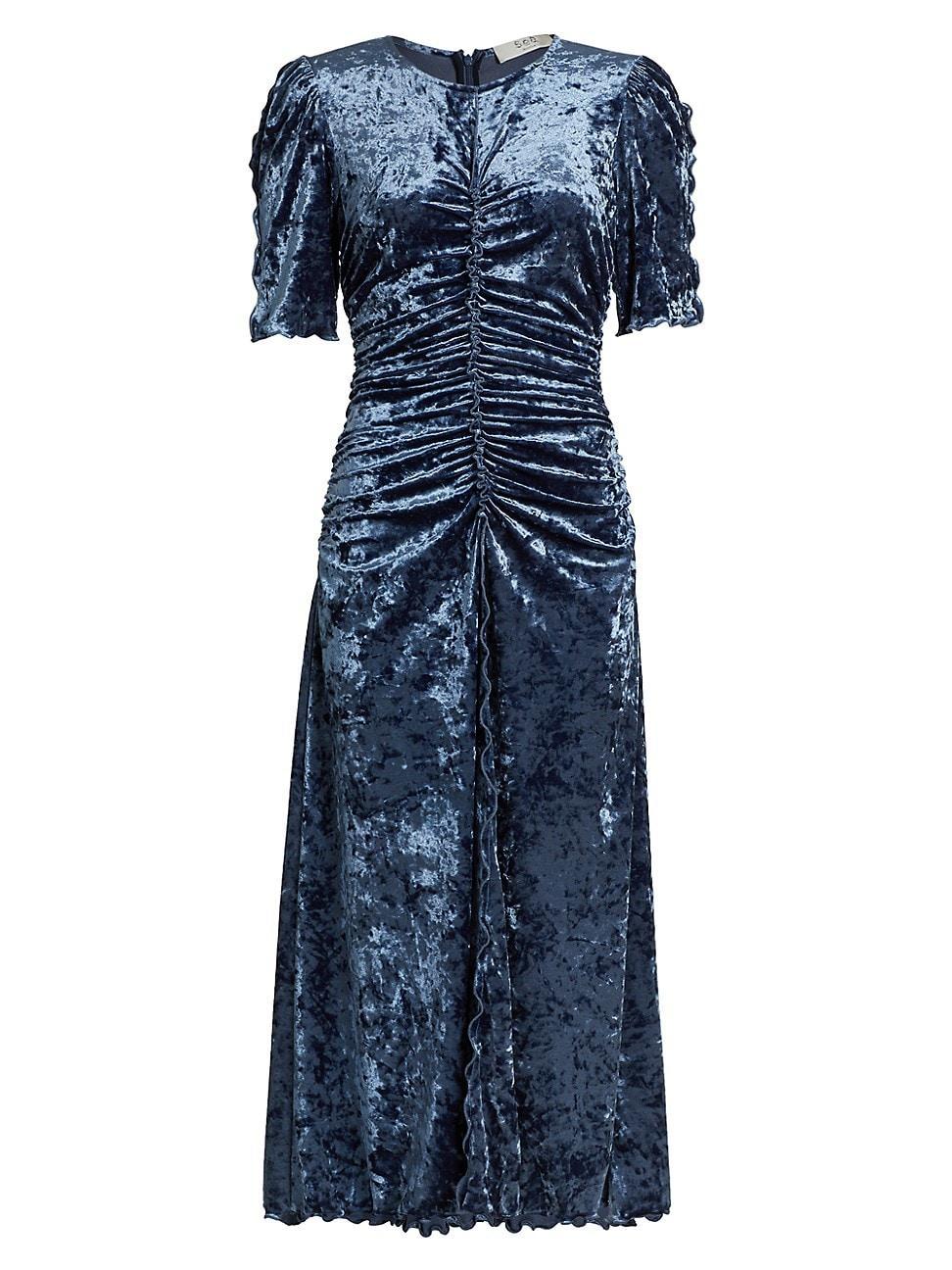 Womens Cailyn Ruched Velvet Midi-Dress product image