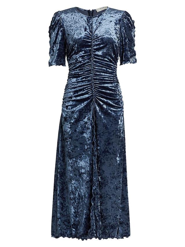 Womens Cailyn Ruched Velvet Midi-Dress Product Image