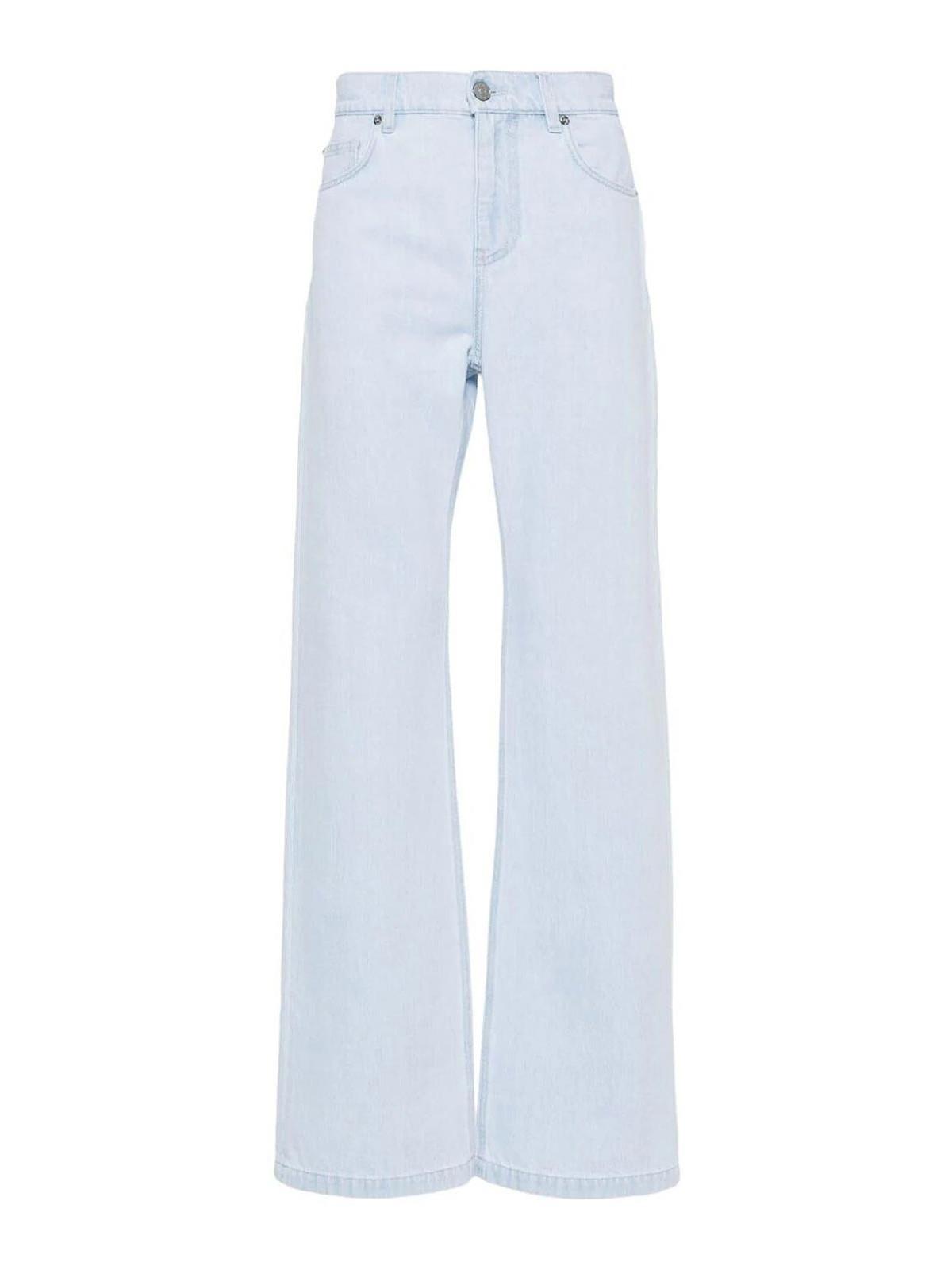 Logo-patch Straight Jeans In Blue Product Image