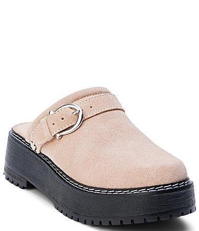 Matisse Lenni Suede Buckle Detail Lug Sole Platform Clog Mules Product Image