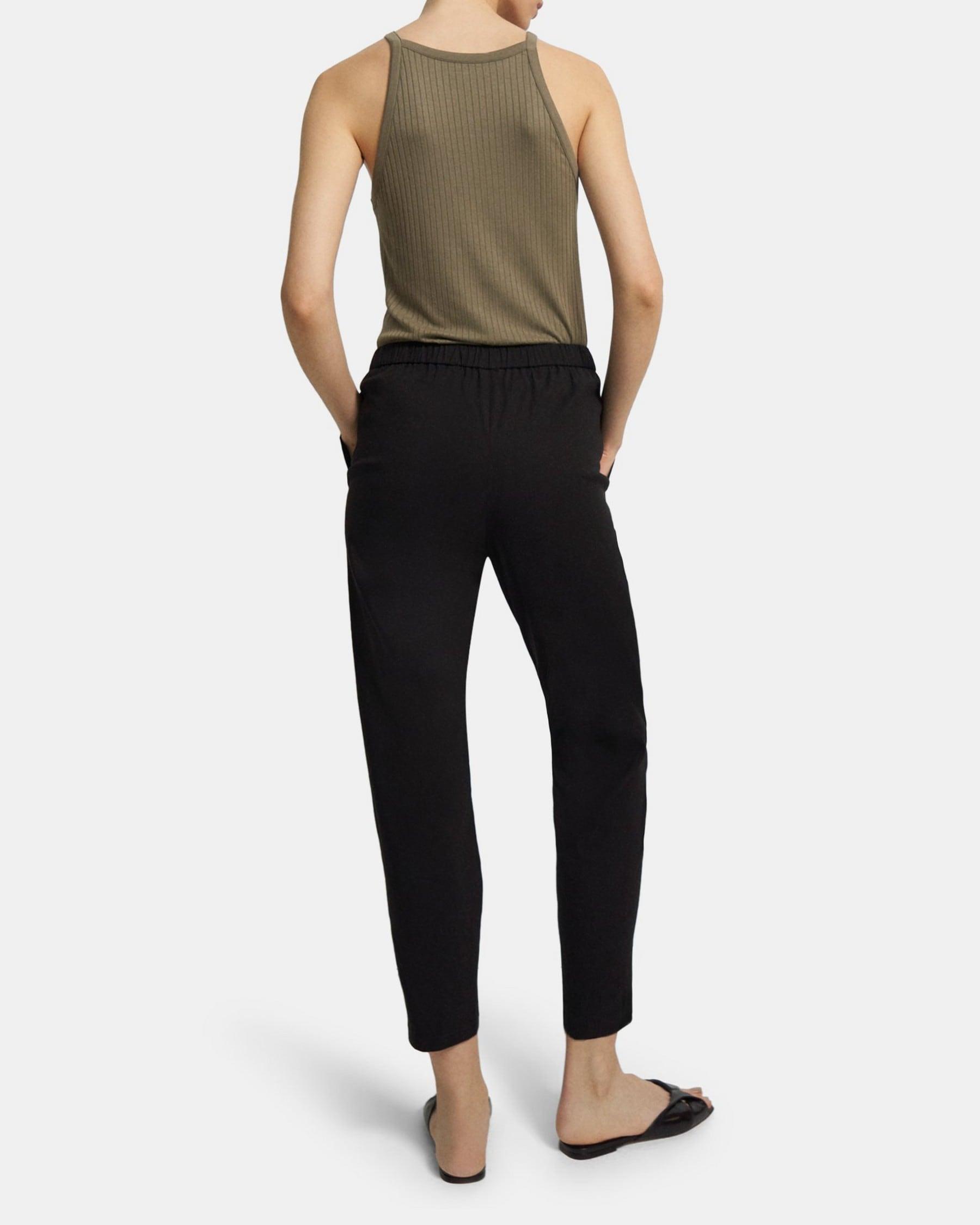 Slim Cropped Jogger in Stretch Linen Product Image