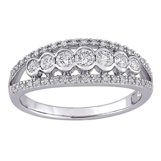 Stella Grace 10k White Gold 1/2 Carat T.W. Diamond Split-Shank Ring, Womens 10k Gold Product Image