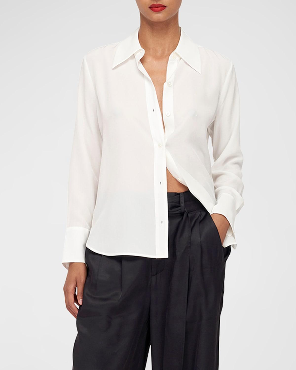 Essential Long-Sleeve Silk Shirt Product Image