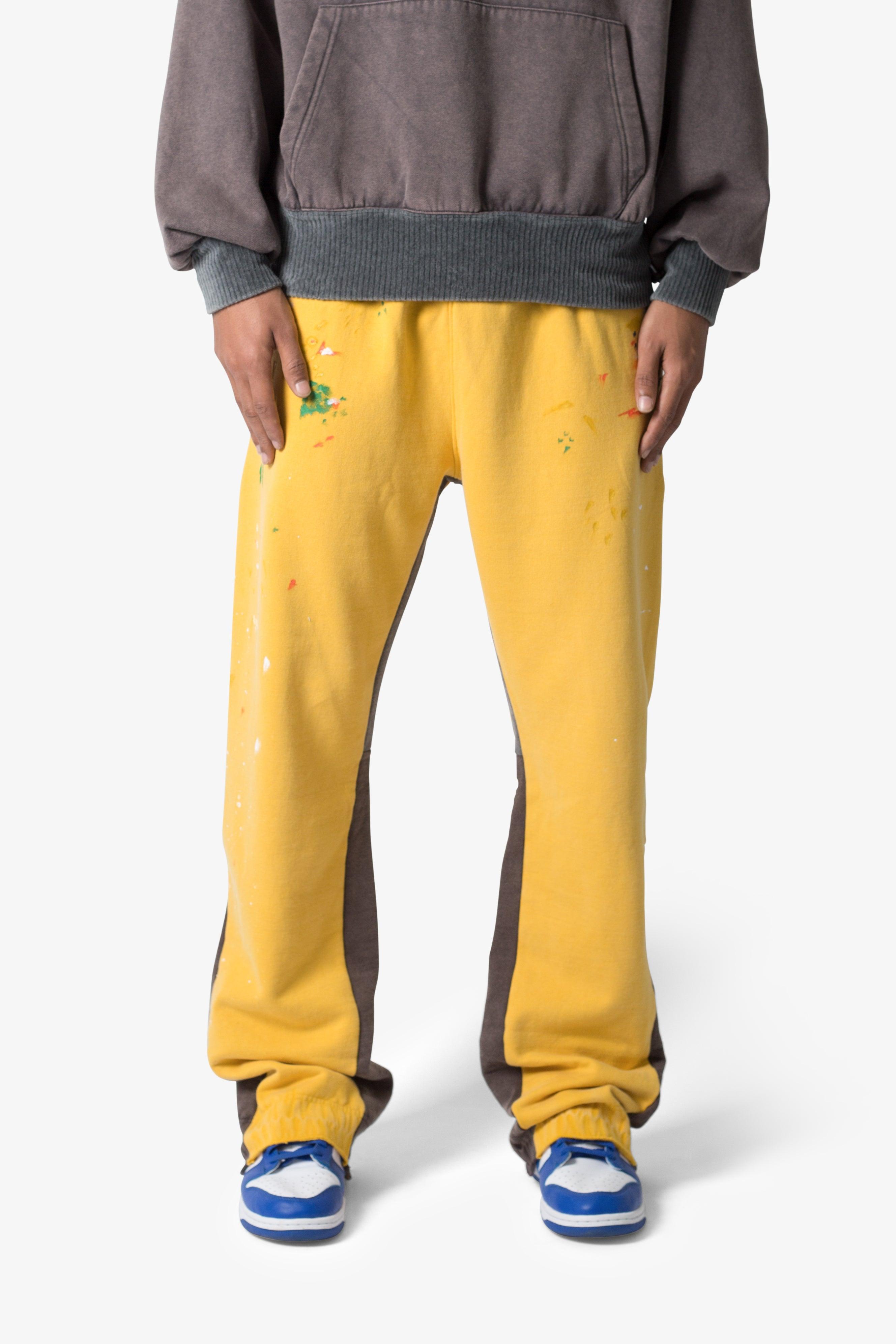 Contrast Bootcut Sweatpants - Yellow Product Image