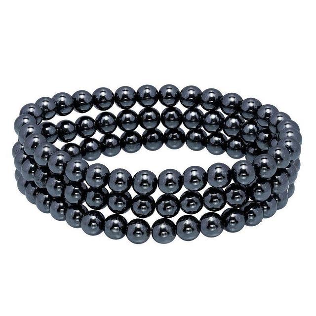 Aleure Precioso Beaded 3-Row Stretch Bracelet, Womens Hematite Product Image