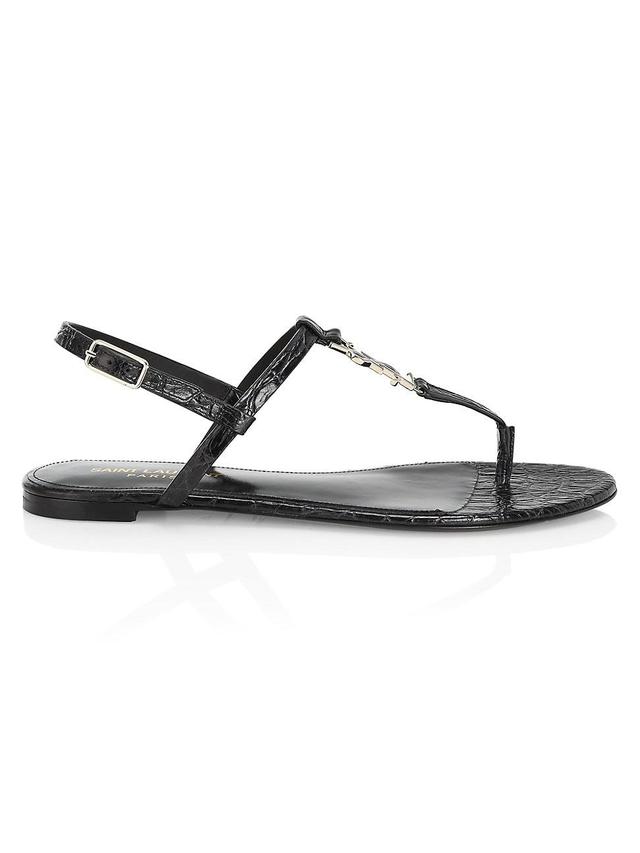 Womens Cassandra Croc-Embossed Leather Slingback Thong Sandals Product Image