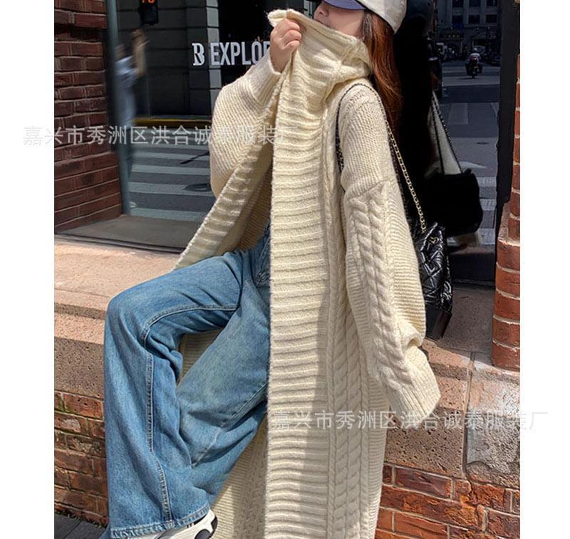 Collar Ribbed Midi Open Front Cardigan Product Image