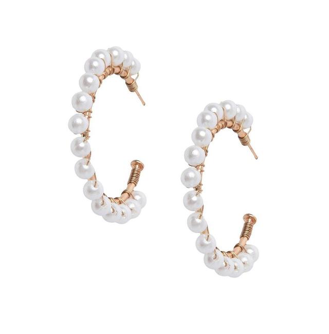 Sohi Womens Snowball Hoop Earrings Product Image