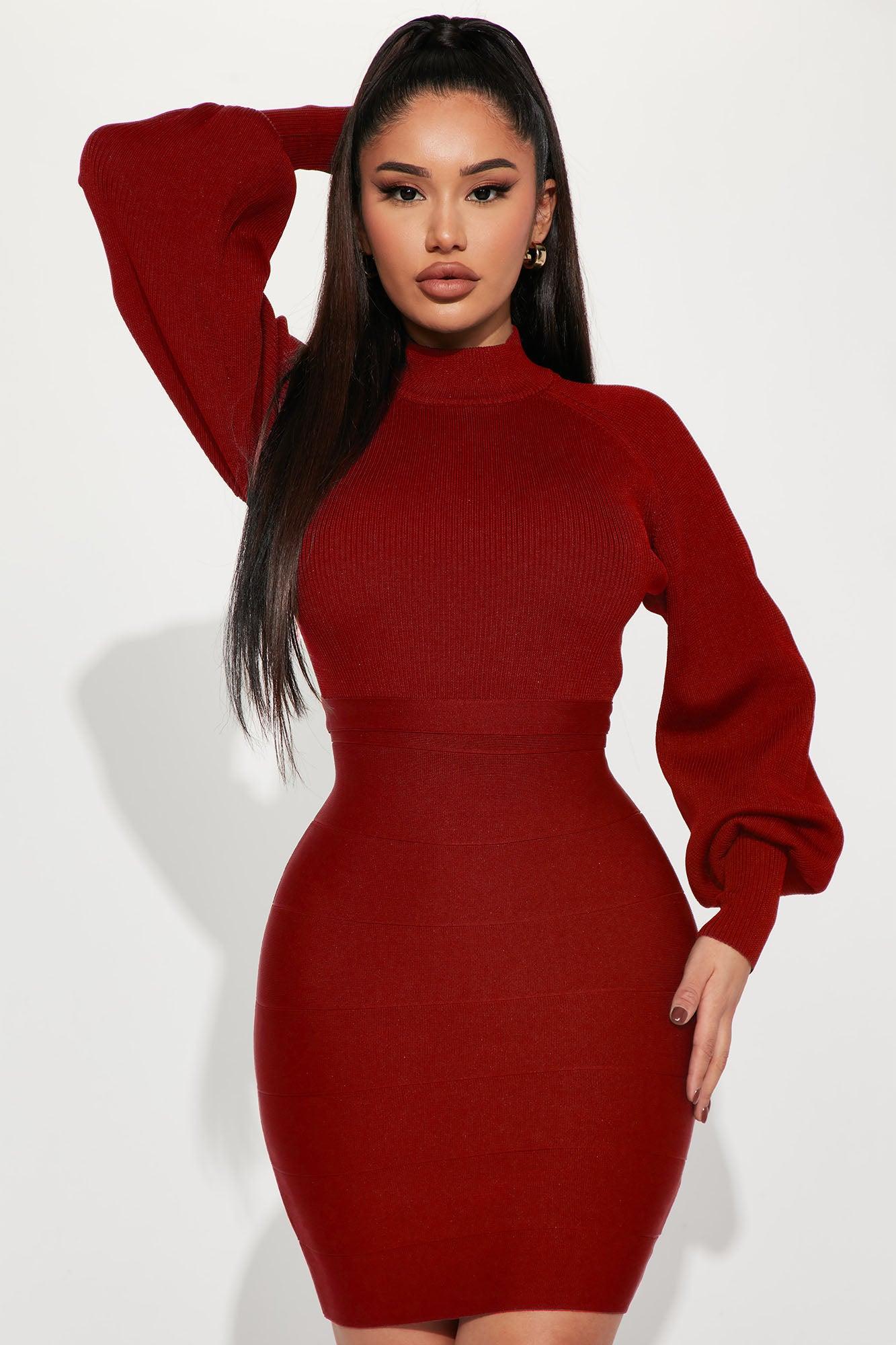 Kai Sweater Bandage Mini Dress - Red Product Image