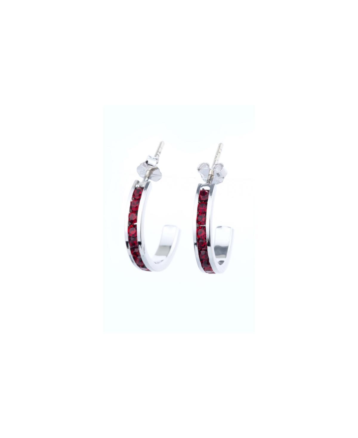 Traditions Jewelry Company Sterling Silver Crystal Semi-Hoop Earrings, Womens, June Product Image