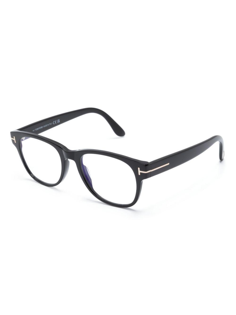 TOM FORD Ft5898b Logo-engraved Round-frame Glasses In Black Product Image