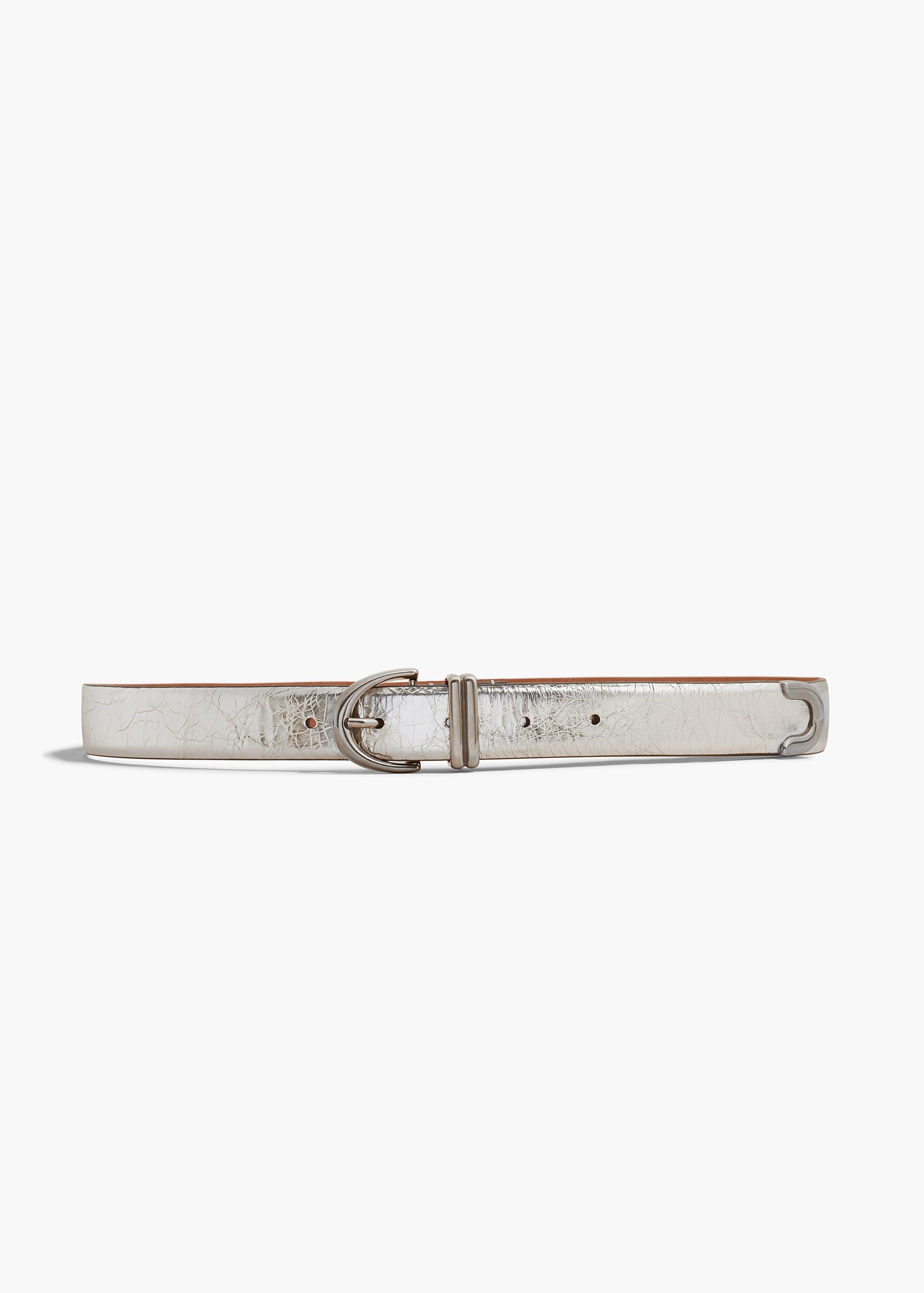 Bambi Belt in Silver Crinkled Leather with Antique Silver Product Image