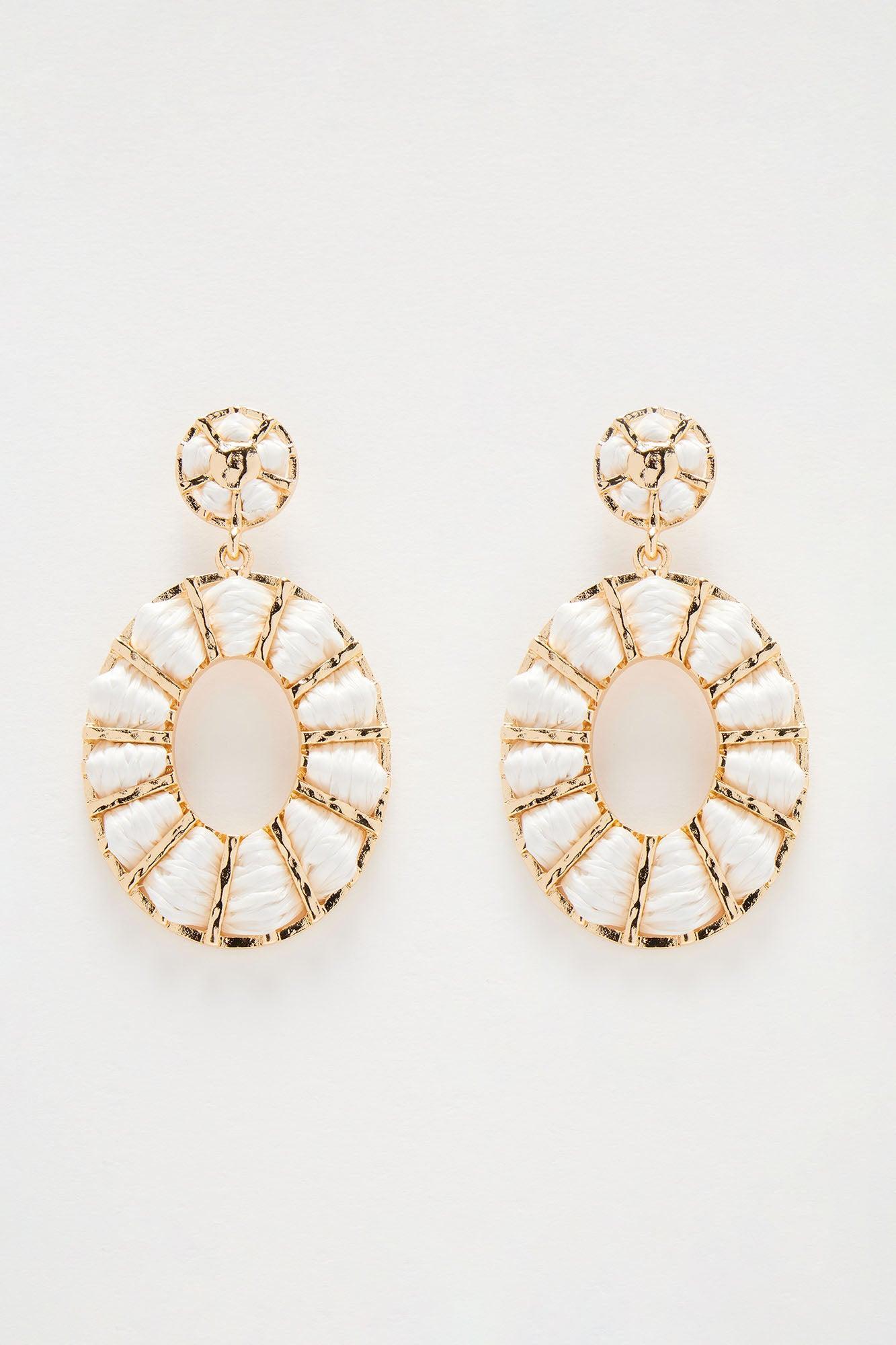 Tropicana Cabana Earrings - White/Gold Product Image