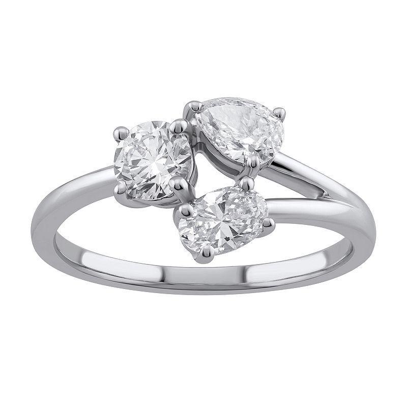 Arctic Clear 1.0 Carat T.W. Lab-Grown Diamond Three Stone Ring, Womens 14k Gold Product Image