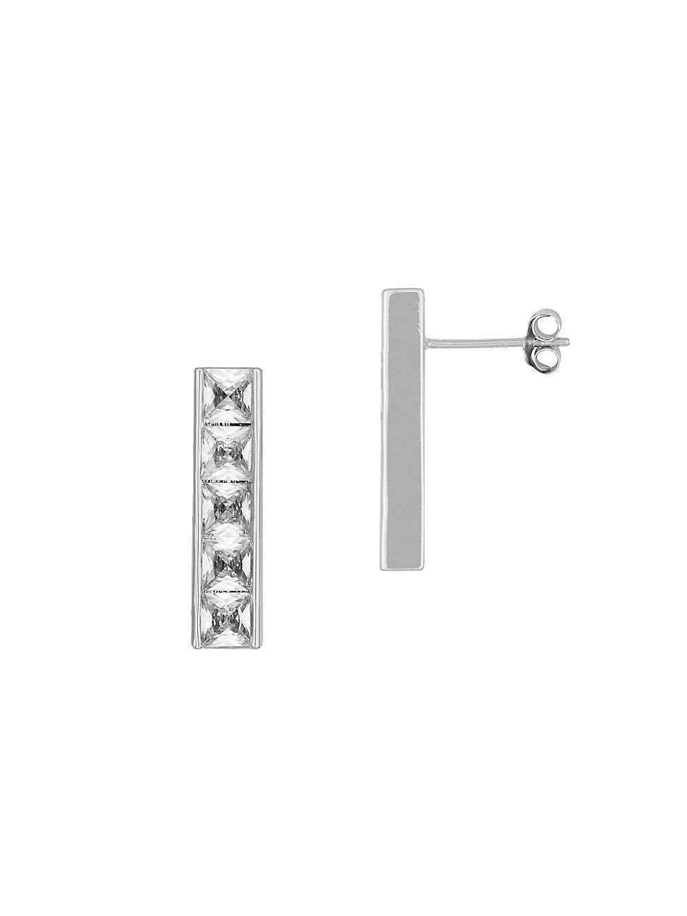 Womens Just The [Un]Ordinary 18K-White-Gold-Plated & Cubic Zirconia Tennis Earrings Product Image