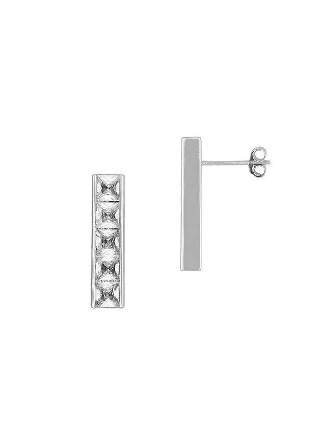 Womens Just The [Un]Ordinary 18K-White-Gold-Plated & Cubic Zirconia Tennis Earrings Product Image