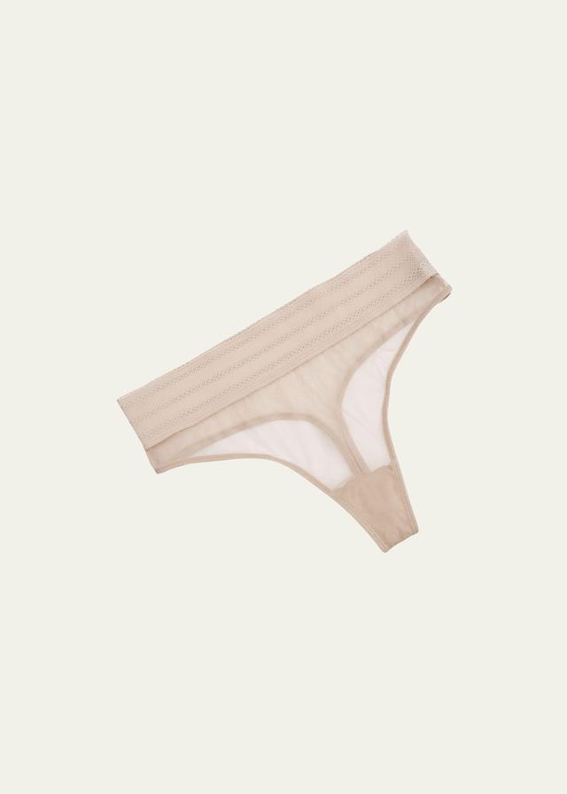 Womens Bare Mesh & Lace Thong Product Image