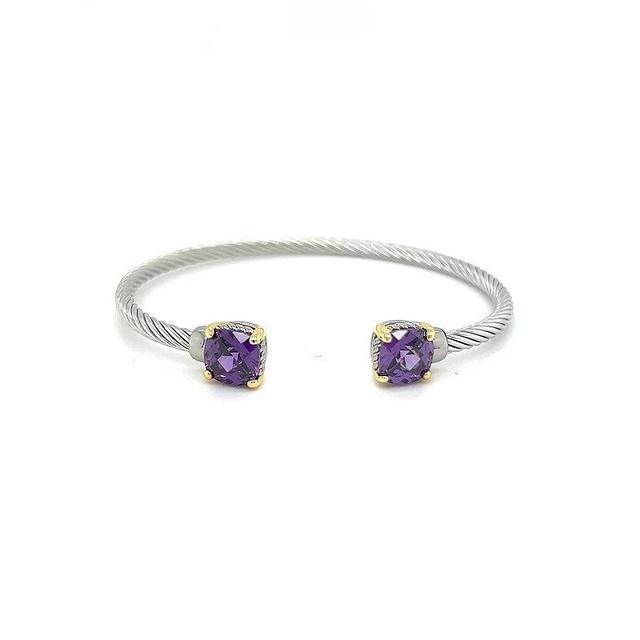 Juvell Two-Tone 18k Gold Plated Amethyst Bangle Bracelet, Womens, Multicolor Product Image