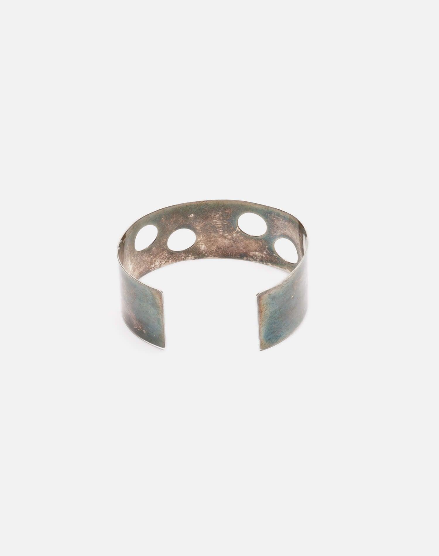 70s Sterling Circular Hole Bracelet Female Product Image