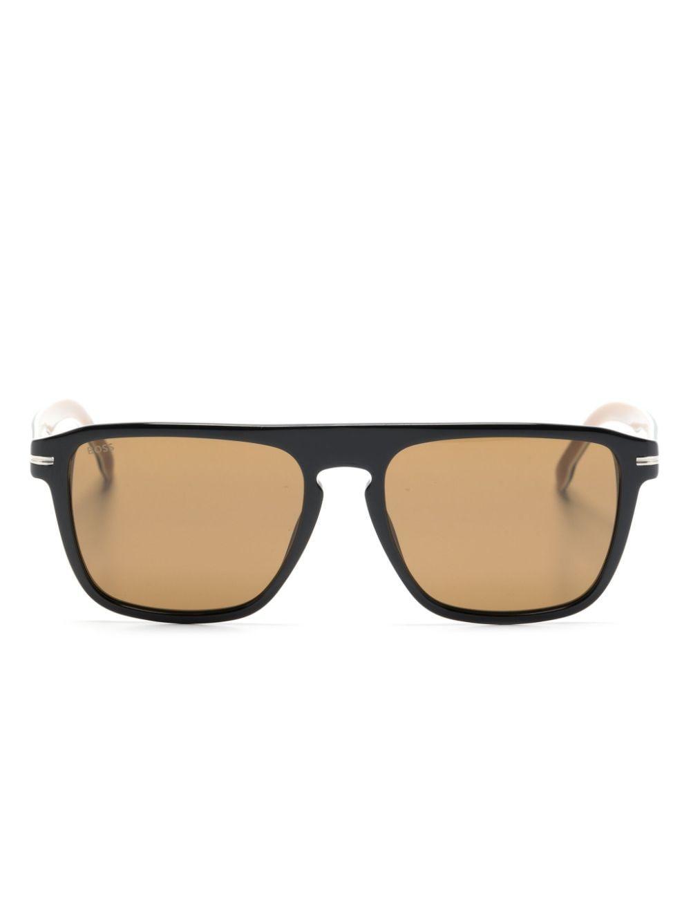 HUGO BOSS Rectangle-shape Tinted Sunglasses In Black Product Image