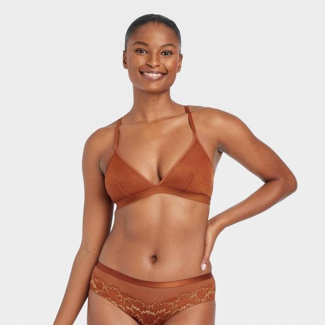 Womens Strappy Mesh Bralette - Auden Brown M Product Image