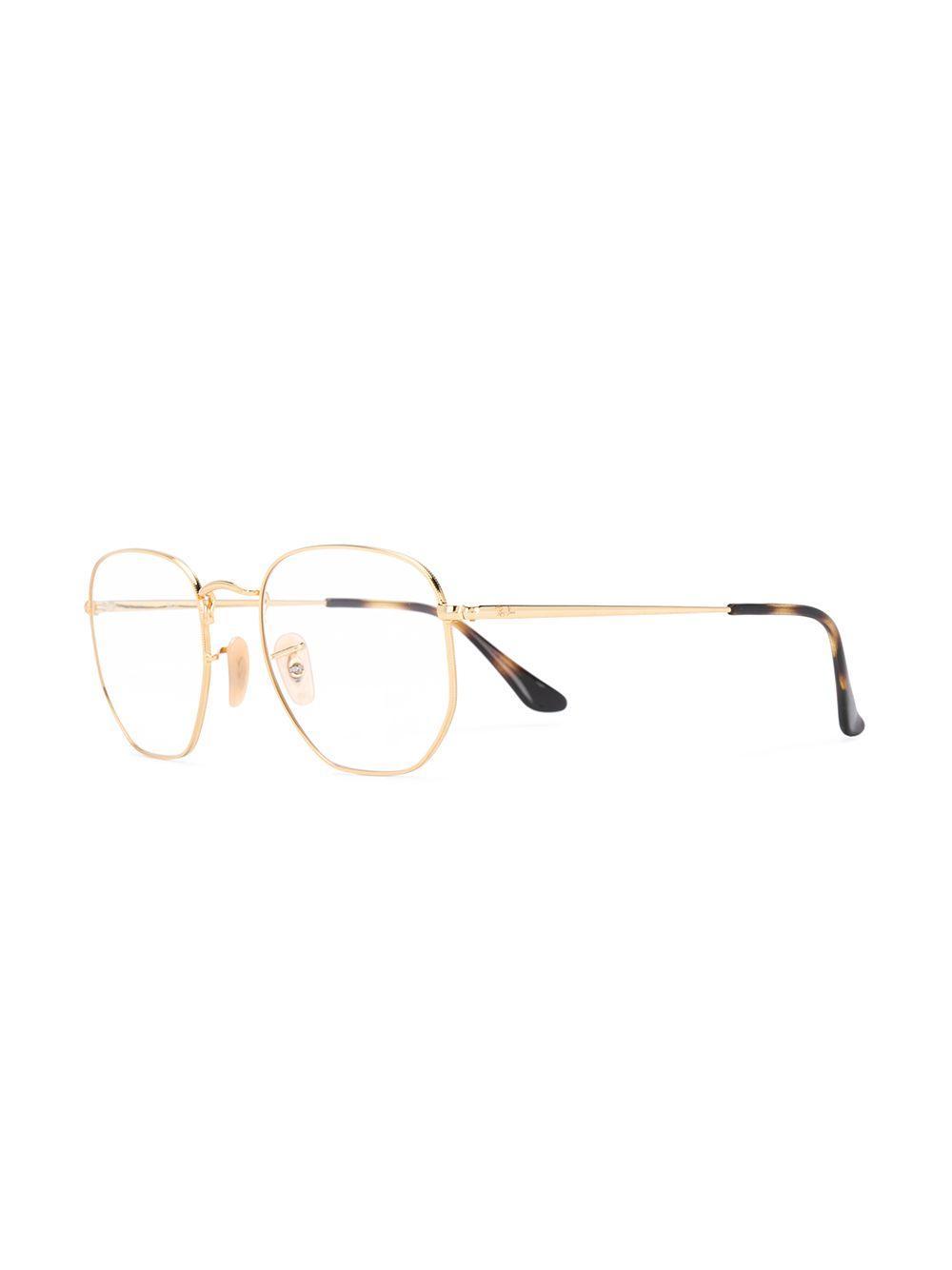 RAY BAN Matte-finish Hexagonal Frame Sunglasses In Gold Product Image