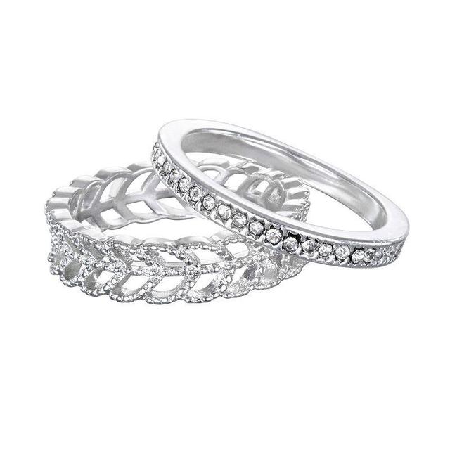 LC Lauren Conrad Leaf Ring Set, Womens Silver Tone Product Image