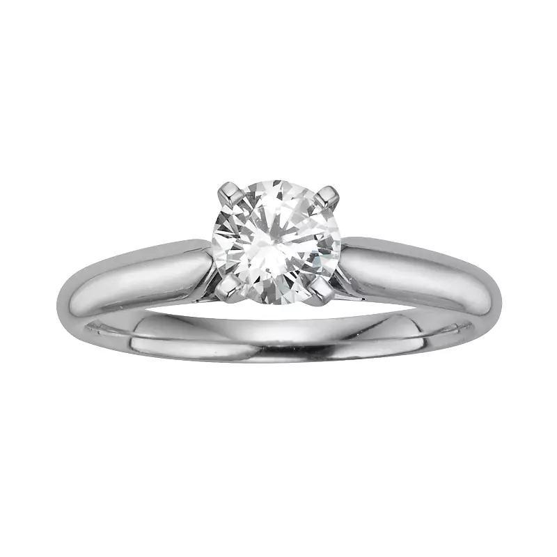 The Regal Collection Round-Cut IGL Certified Diamond Solitaire Engagement Ring in 14k White Gold (3/4 ct. T.W.), Womens Product Image