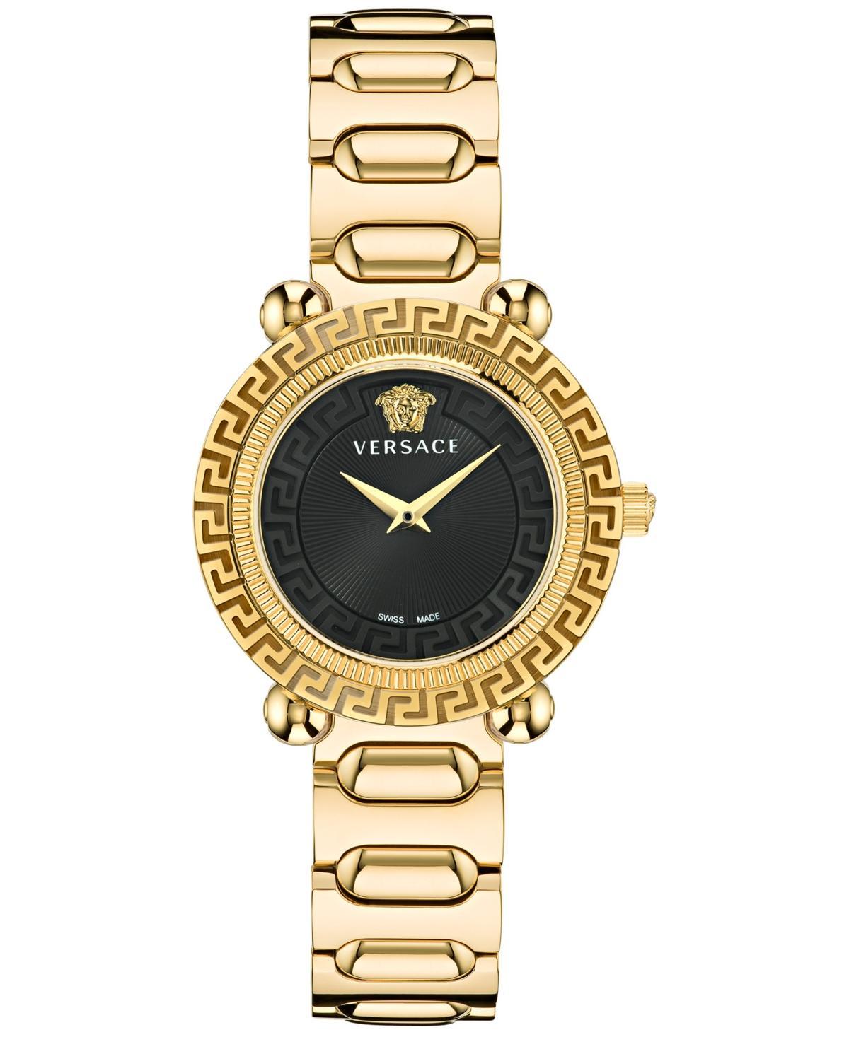 Versace Womens Swiss Greca Twist Black Leather Strap Watch 35mm Product Image