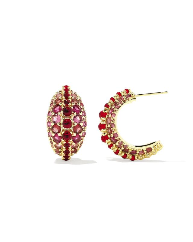 Krista Gold Hoop Earrings in Red Mix Product Image